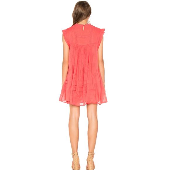 Free People Nobody Like You Embroidered Coral Mini Dress - Picture 2 of 13
